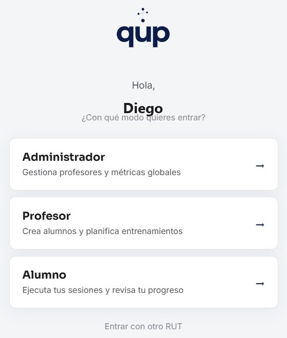 Selector de rol tras el login