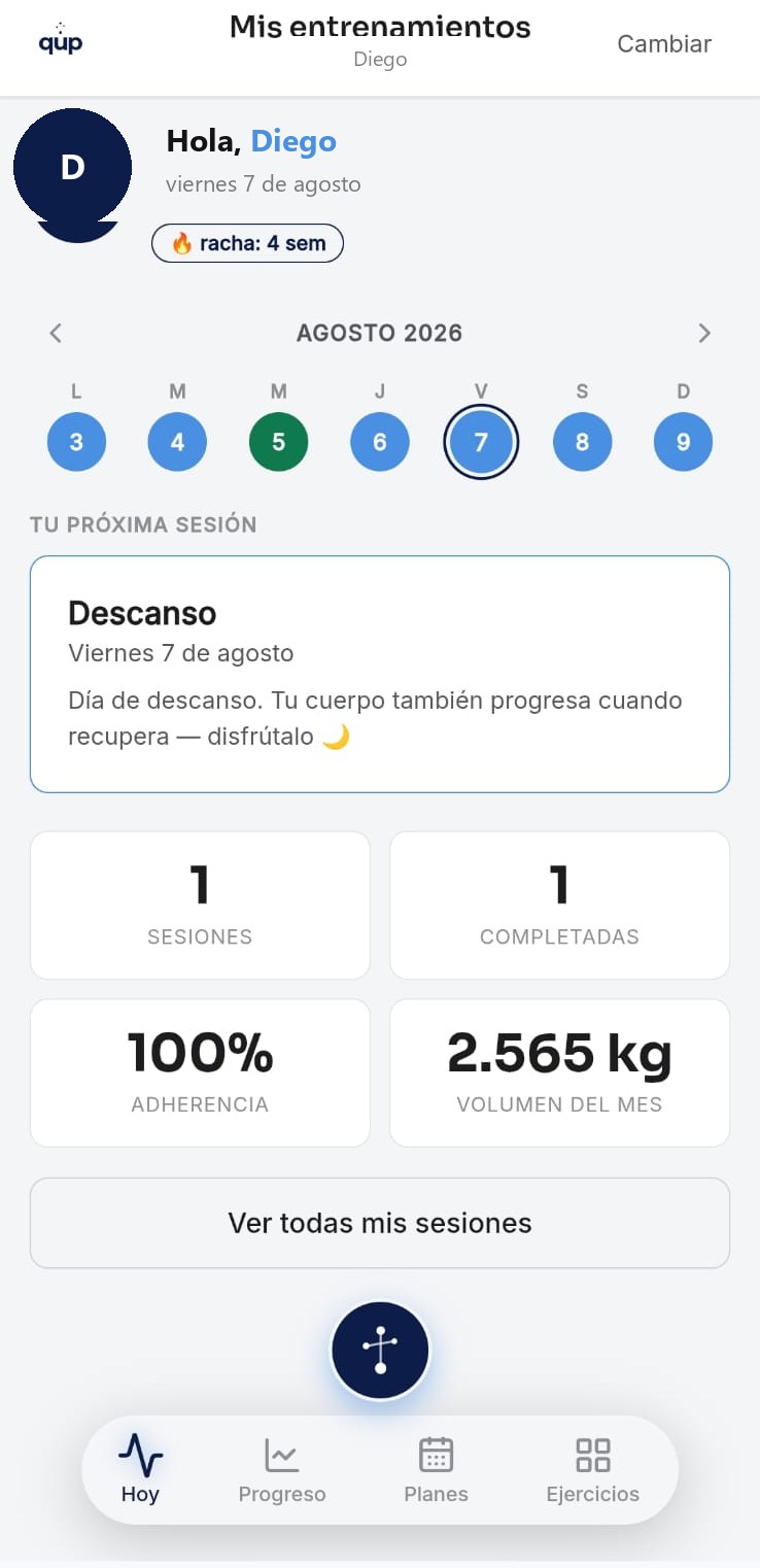 Home del atleta — racha, sesiones y volumen